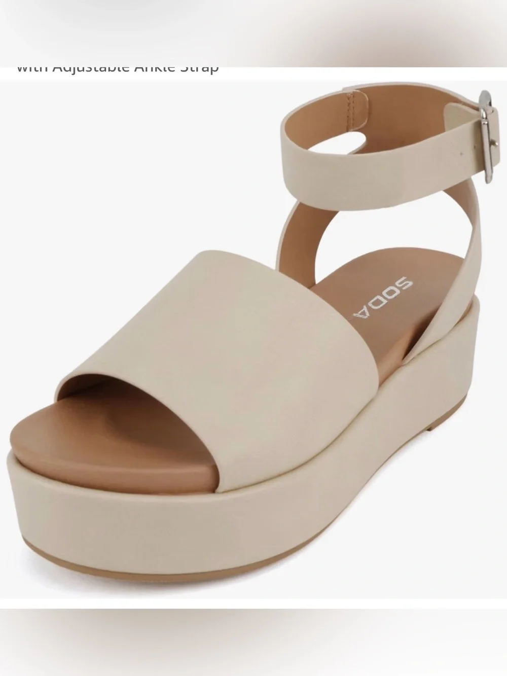 SODA Cream Platform Ankle-Strap Sandal